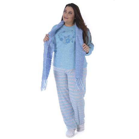 Pijama Plus Size Moletinho Feminino ( 90098) - PIJAMAS FEMININOS PLUS SIZE  OUTONO/INVERNO - Pijamas Plus size