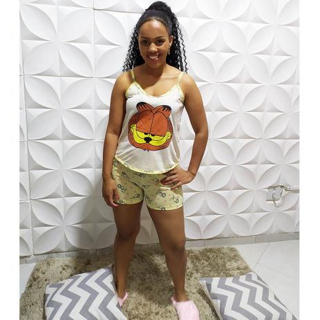 Pijama Feminino Adulto Garfield Amarelo Alças Finas - KB - Pijama Feminino  - Magazine Luiza