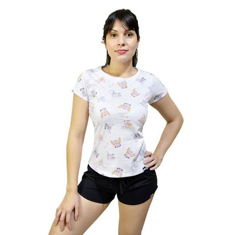 Pijama Feminino Camiseta Elefante e Short Preto - Diet Fitness