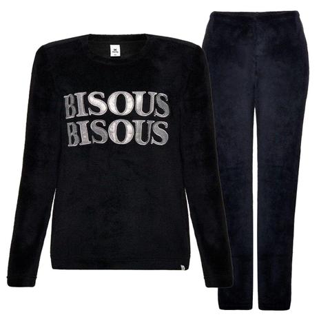 PIJAMA FEMININA HERING 7BQY 1EEN PRETO/ LEOPARDO - Kinei Hering