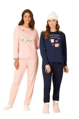 Pijama Feminino Malha Frio Inverno Algodão Adulto - PZAMA - Pijama Feminino  - Magazine Luiza