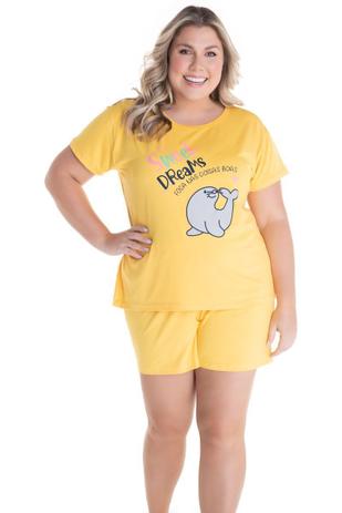Pijama Feminino Plus Size Sweet Dreams Em Viscolycra Amarelo - BEBLAST -  Pijama Plus Size Feminino - Magazine Luiza