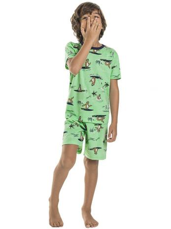 Pijama Infantil Camiseta e Shorts Preguiças Verde Quimby - Pijama Masculino  - Magazine Luiza