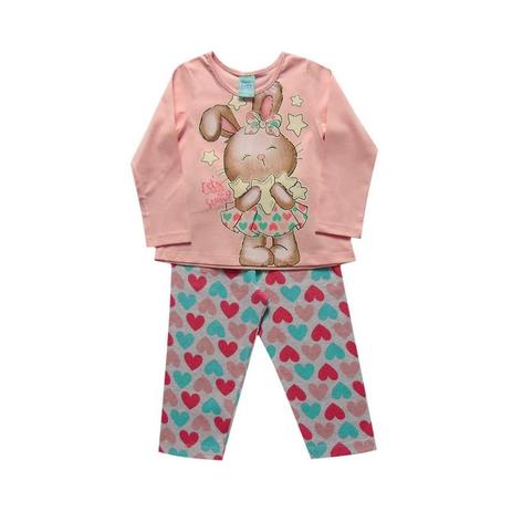 Pijama infantil menina manga longa Coelhinha - Kyly Menor preço em Pijama infantil menina manga longa Coelhinha - Kyly