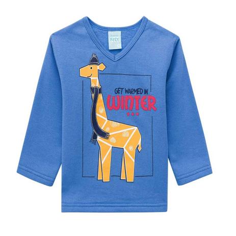 Pijama Infantil menino manga longa azul moletom girafa - Kyly Menor preço em Pijama Infantil menino manga longa azul moletom girafa - Kyly