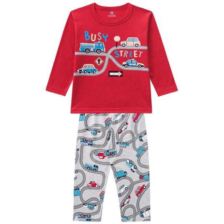Pijama Infantil Menino Manga Longa Brandili Vermelho Menor preço em Pijama Infantil Menino Manga Longa Brandili Vermelho