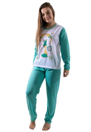 Pijama Longo Akira Fitness Variado Adulto Feminino Manga Longa Fechado Inverno Calça -