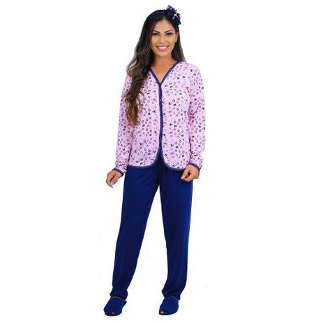 Pijama Longo Feminino Adulto De Inverno Conjunto Blusa Manga Comprida Com  Botao E Calça De Frio - Cia do Corpo - Pijama Feminino - Magazine Luiza