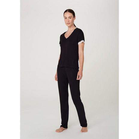 Pijama Longo Feminino Com Decote V - Hering - Pijama Feminino - Magazine  Luiza