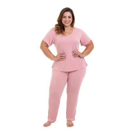 Pijama Longo Liganete Rose Sepie 1052-PL Plus Size - Pijama Plus Size  Feminino - Magazine Luiza