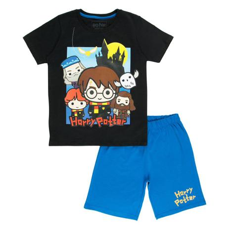 Pijama Manga Curta - Meia Malha - Hogwarts - Preto e Azul - Harry Potter - Warner Menor preço em Pijama Manga Curta - Meia Malha - Hogwarts - Preto e Azul - Harry Potter - Warner
