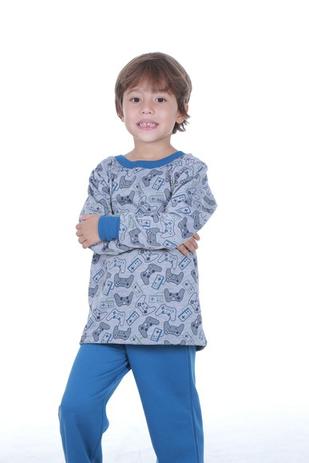 Pijama Masculino Infantil Moletinho Flanelado Estampado - Gatto Menor preço em Pijama Masculino Infantil Moletinho Flanelado Estampado - Gatto