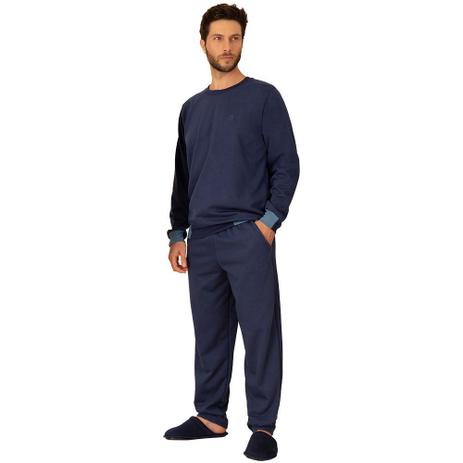 Pijama Masculino Manga Longa com Calça Pzama Moletinho Marinho - Roupa  Íntima Masculina - Magazine Luiza