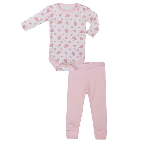 Pijama para Bebê Body Manga Longa e Calça Nuvens Rosa - Colibri Menor preço em Pijama para Bebê Body Manga Longa e Calça Nuvens Rosa - Colibri