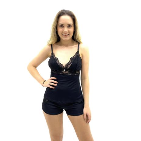 Pijama feminino curto preto Outlet