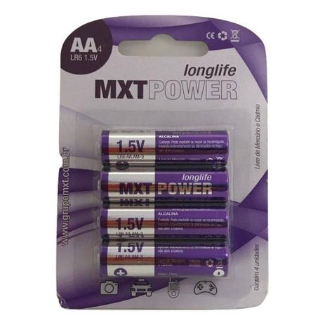 Pilha Aa 1,5v Alcalina Longa Duração Mxt Power 4 Un Menor preço em Pilha Aa 1,5v Alcalina Longa Duração Mxt Power 4 Un