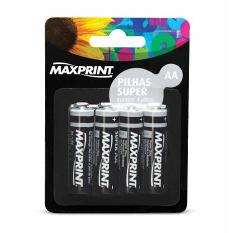 Pilha aa super n/ alcalina 1,5v r6 / 4un / maxprint Menor preço em Pilha aa super n/ alcalina 1,5v r6 / 4un / maxprint