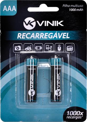 Pilha aaa 1,2v recarregável 1000 mah blister 2 unidades - praaa2 - Vinik Menor preço em Pilha aaa 1,2v recarregável 1000 mah blister 2 unidades - praaa2 - Vinik