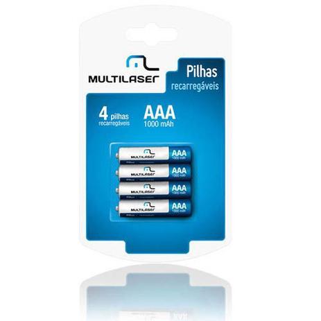 Pilha AAA Recarregavel Multilaser CB050 1000MAH 4 UN. Menor preço em Pilha AAA Recarregavel Multilaser CB050 1000MAH 4 UN.