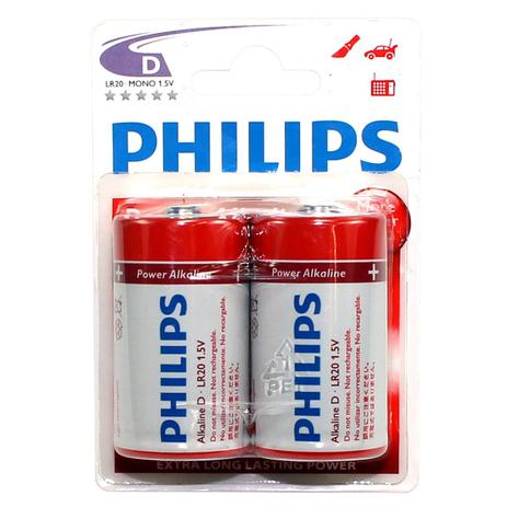 Pilha Alcalina D Philips LR20P2B/97 c/ 2 unidades Menor preço em Pilha Alcalina D Philips LR20P2B/97 c/ 2 unidades