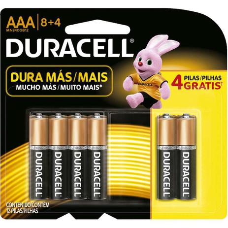 Pilha alcalina palito AAA leve 12 Duracell é ruim? Pilha alcalina palito AAA leve 12 Duracell é boa?