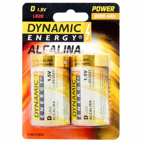 Pilha d grande alcalina 1,5v lr20 86400 / 2un / dynamic energy Menor preço em Pilha d grande alcalina 1,5v lr20 86400 / 2un / dynamic energy