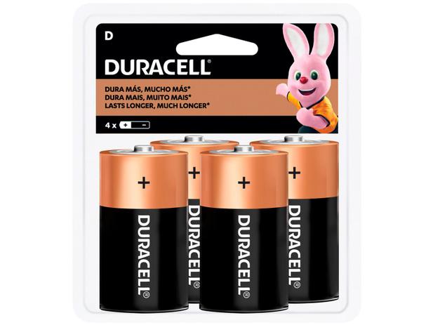 Pilha D Grande Alcalina 4 Unidades - Duracell Menor preço em Pilha D Grande Alcalina 4 Unidades - Duracell