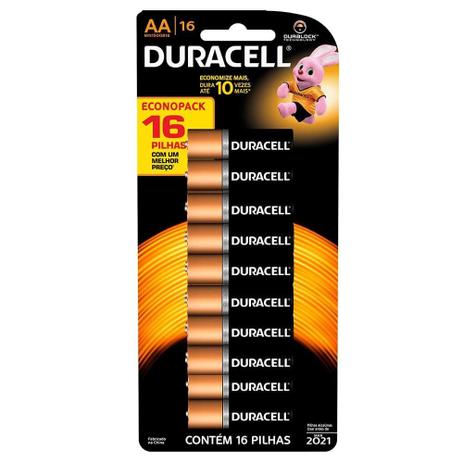 Pilha Duracell Alcalina Pequena, AA - 16 unidades Menor preço em Pilha Duracell Alcalina Pequena, AA - 16 unidades