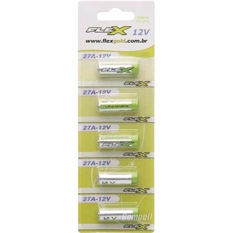 Pilha P/ Controle 27A 12V Flex Alcalina FX-27AE Cartela c/ 5 Pilhas Menor preço em Pilha P/ Controle 27A 12V Flex Alcalina FX-27AE Cartela c/ 5 Pilhas