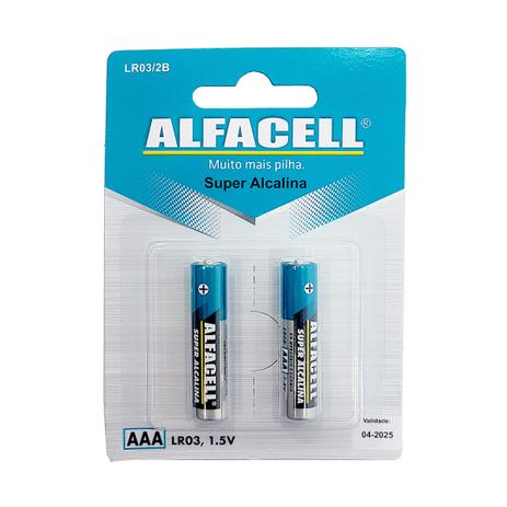 Pilha palito aaa alfacell alcalina com 2 unidades Menor preço em Pilha palito aaa alfacell alcalina com 2 unidades