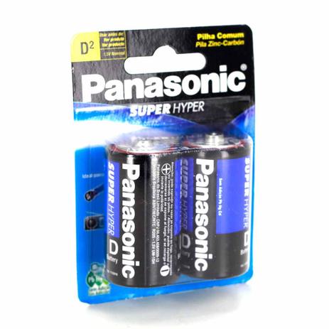 Pilha Panasonic Comum Grande 1,5V com 2 unidades D2 Menor preço em Pilha Panasonic Comum Grande 1,5V com 2 unidades D2