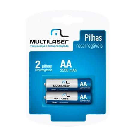 Pilha Recarregável Aa 2500 Mah 2 Unidades 1,2v Multilaser Menor preço em Pilha Recarregável Aa 2500 Mah 2 Unidades 1,2v Multilaser