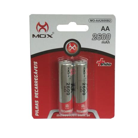 Pilha Recarregável Aa 2600 mAh Mo-aa2600b2 Com 2 unidades Original no Blister - Mox é boa?
