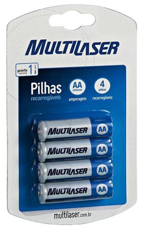 Pilha Recarregável AA Multilaser CB052 - 2500 mAh - com 4 Menor preço em Pilha Recarregável AA Multilaser CB052 - 2500 mAh - com 4