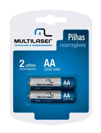 Pilha Recarregável AA Multilaser CB053 - 2500 mAh - com 2 Menor preço em Pilha Recarregável AA Multilaser CB053 - 2500 mAh - com 2