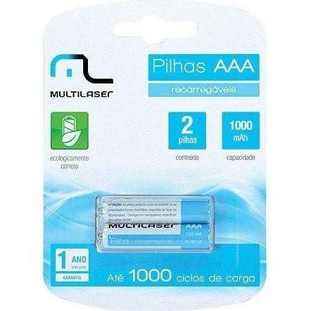 Pilha Recarregável AAA 1000MAH com 2 CB051 - Multilaser Menor preço em Pilha Recarregável AAA 1000MAH com 2 CB051 - Multilaser