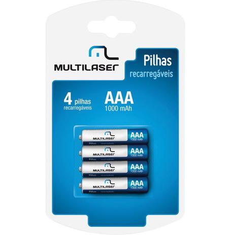 Pilha Recarregável AAA Multilaser CB050 1000 MAH Cartela c/ 4 Unidades Menor preço em Pilha Recarregável AAA Multilaser CB050 1000 MAH Cartela c/ 4 Unidades