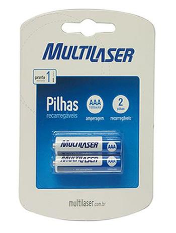 Pilha Recarregável AAA Multilaser CB051 - 1000 mAh - com 2 Menor preço em Pilha Recarregável AAA Multilaser CB051 - 1000 mAh - com 2