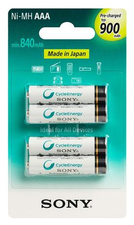 Pilha Recarregável AAA Sony - 900mAh - com 4 Pilhas - NH-AAA-B4GN Menor preço em Pilha Recarregável AAA Sony - 900mAh - com 4 Pilhas - NH-AAA-B4GN