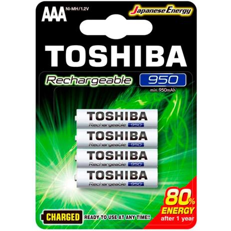 Pilha Recarregável AAA Toshiba, 950 mAh, Blister C/ 4 Unidades - TNH-3GAE BP-4C Menor preço em Pilha Recarregável AAA Toshiba, 950 mAh, Blister C/ 4 Unidades - TNH-3GAE BP-4C