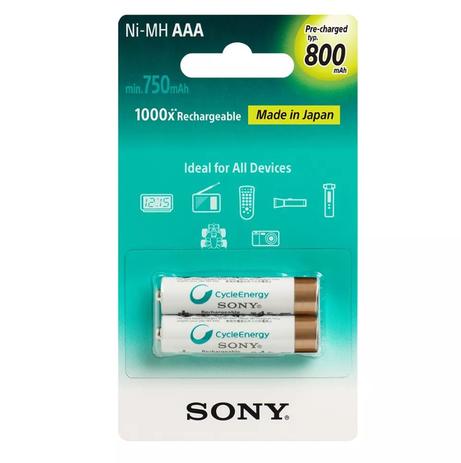 Pilha Recarregável com 2 AAA Cycle Energy - Sony Menor preço em Pilha Recarregável com 2 AAA Cycle Energy - Sony
