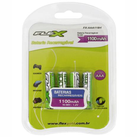 Pilha Recarregável Flex Aaa palito 1100mAh com 4 Unidades Nimh 1.2v no Blister FX-AAA11B4 Menor preço em Pilha Recarregável Flex Aaa palito 1100mAh com 4 Unidades Nimh 1.2v no Blister FX-AAA11B4