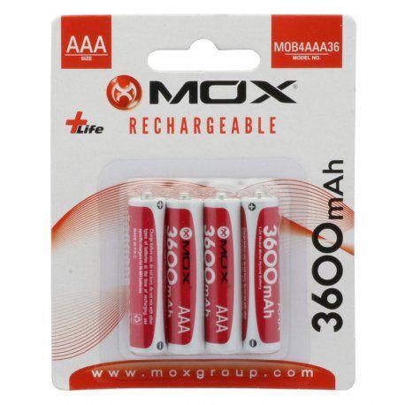 Pilha Recarregável Mox AAA C/04 3600 mAh Menor preço em Pilha Recarregável Mox AAA C/04 3600 mAh
