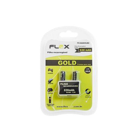 Pilha recarregável palito aaa 1,2v 630mah blister com 2 un - Flex Gold Menor preço em Pilha recarregável palito aaa 1,2v 630mah blister com 2 un - Flex Gold