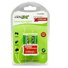 Pilha Recarregável Pequena AA 2700 mah com 2 Flex Menor preço em Pilha Recarregável Pequena AA 2700 mah com 2 Flex