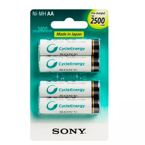 Pilha Recarregável Sony AA Ni-MH 2500 mAh 1.2V Com 4 Pilhas - NH-AA-B4GN Menor preço em Pilha Recarregável Sony AA Ni-MH 2500 mAh 1.2V Com 4 Pilhas - NH-AA-B4GN