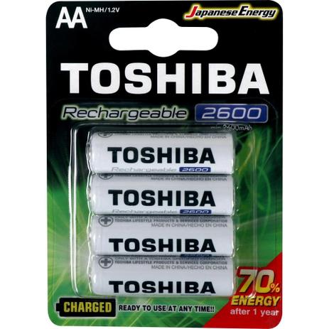 Pilha Recarregável Toshiba Aa 2600 mAh Pequena com 4 Unidades Prontas pro Uso RTU Menor preço em Pilha Recarregável Toshiba Aa 2600 mAh Pequena com 4 Unidades Prontas pro Uso RTU