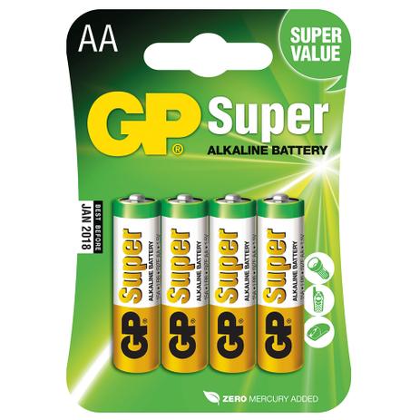 Pilha Super Alkaline GP AA 1.5V Blister com 4 Menor preço em Pilha Super Alkaline GP AA 1.5V Blister com 4