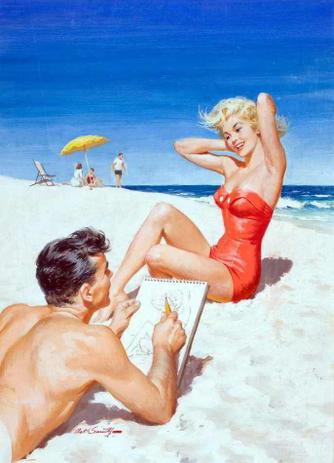 Pin-Up: Musa da Praia - Arthur Sarnoff - Tela 50x69 Para Quadro - Santhatela Menor preço em Pin-Up: Musa da Praia - Arthur Sarnoff - Tela 50x69 Para Quadro - Santhatela