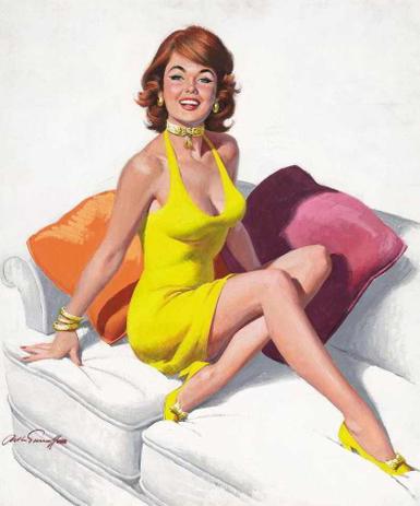 Pin-Up: Vestido Amarelo - Arthur Sarnoff - Tela 50x60 Para Quadro - Santhatela Menor preço em Pin-Up: Vestido Amarelo - Arthur Sarnoff - Tela 50x60 Para Quadro - Santhatela